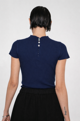 Rina rib knit top | Dark Blue