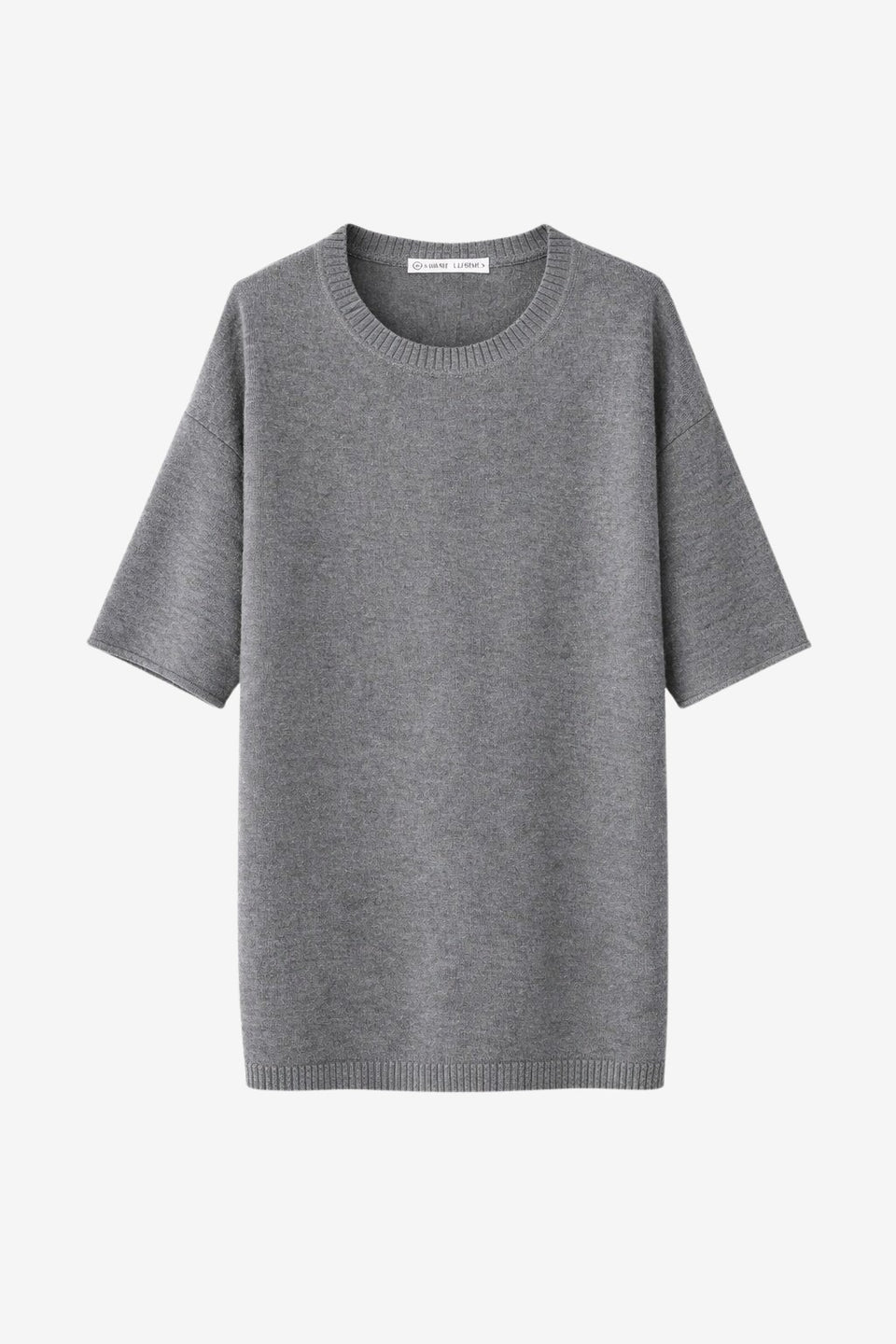 Rora plain knit long top | Grey Melange
