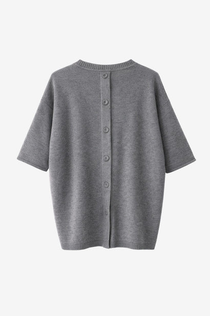 Top long Rora en maille unie | Gris chiné