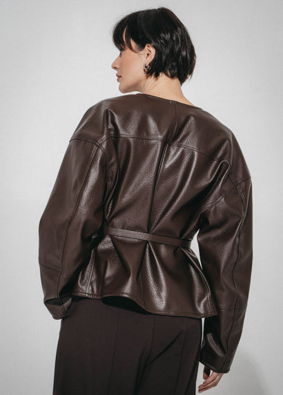 Rox eco leather jacket | Dark Brown