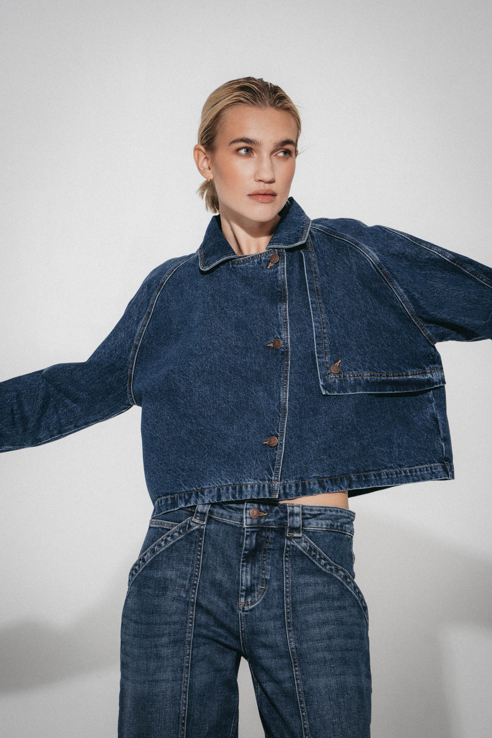 Sassy denim parcka jacket | Night Blue
