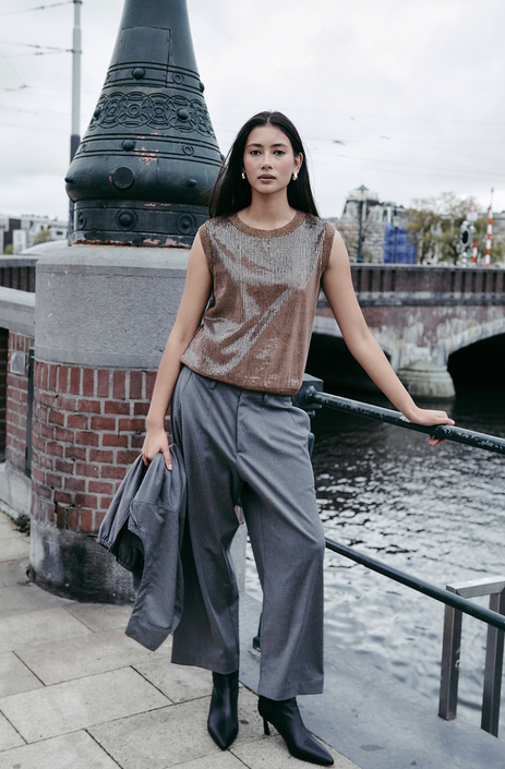 Pallino sequins top | Gold