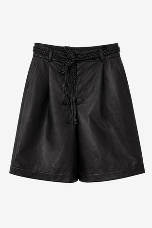 Sola eco leather bermuda shorts | Black