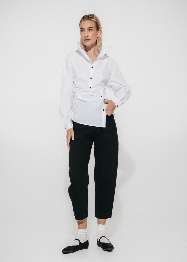 Talia cotton fancy blouse | White