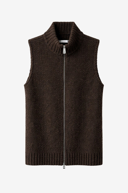 Vest Boucle long zip | Brown