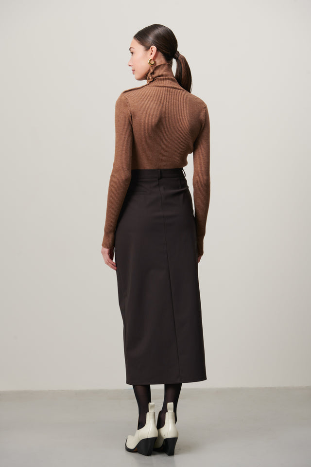 Rill Skirt Technical Jersey | Dark Brown
