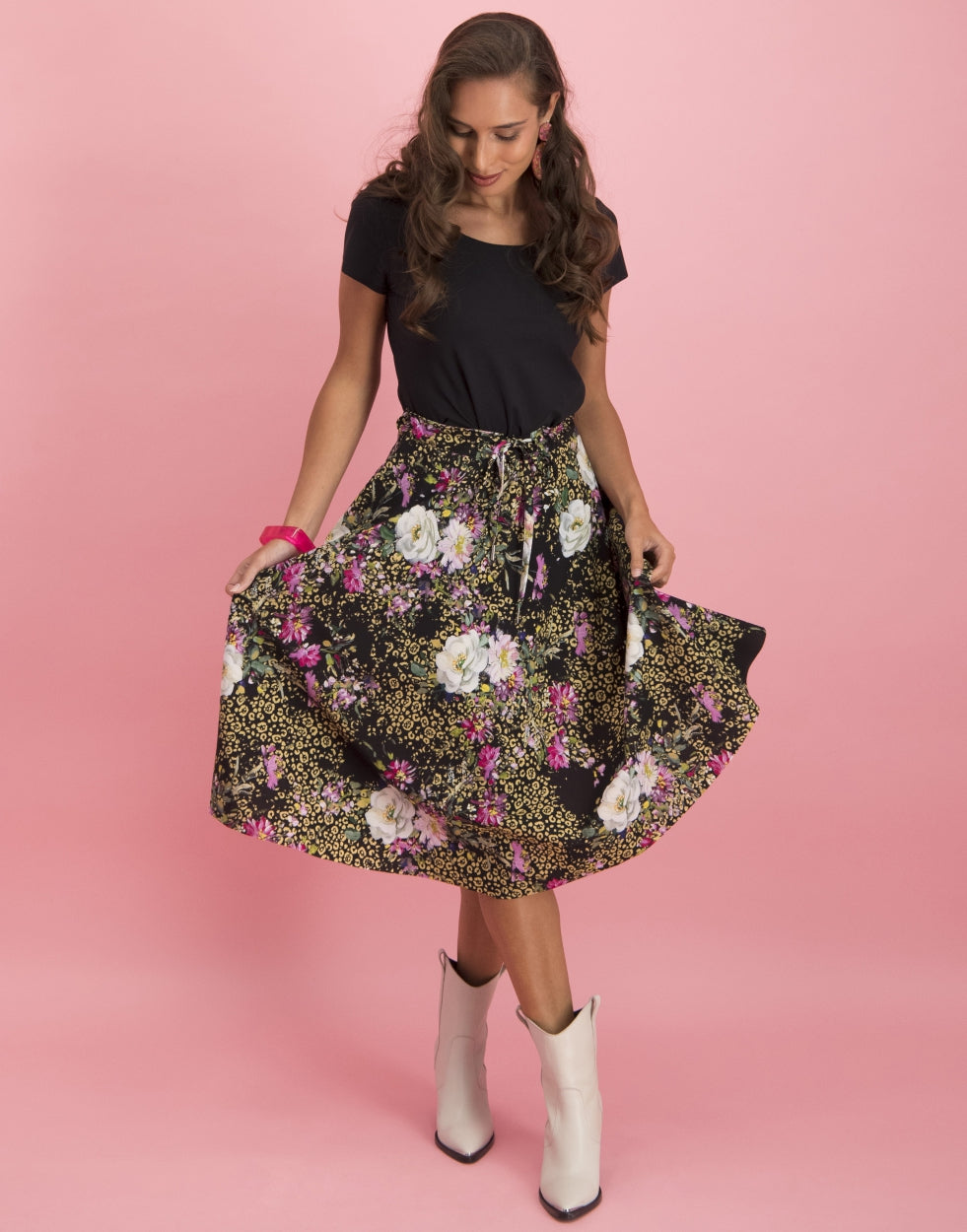 Maddy Skirt Leopard and Rose | Black