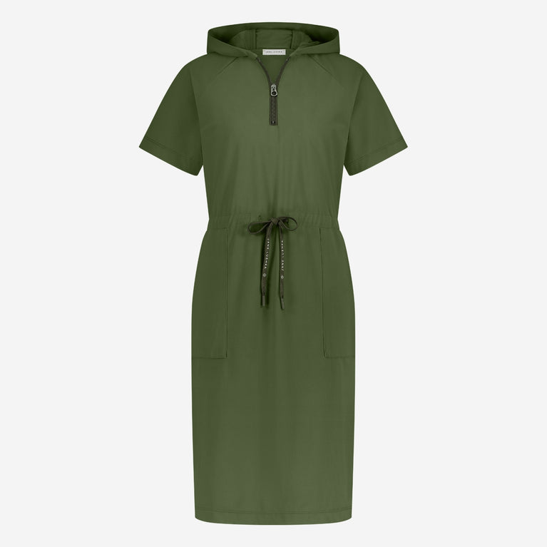 Evi strech technical jersey dress | Oliva green