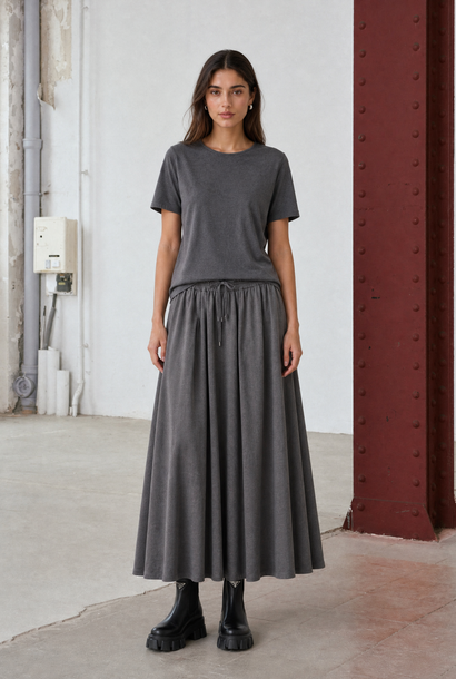 Top Uriele en flanelle légère | Gris foncé