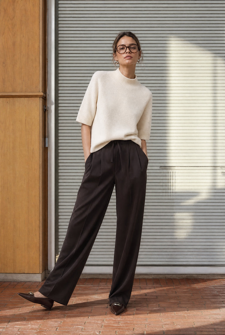 Velvety wol blend pullover | Ecru