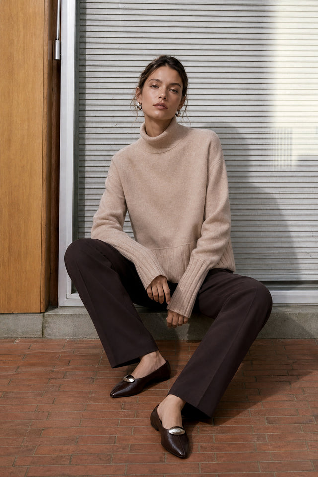 Viscose seamless dyed pullover NB2275 | Camel