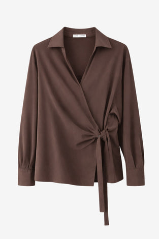 Vivi lyocell knot blouse | Dark Brown