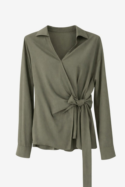 Blouse nouée Vivi en lyocell | Vert armée