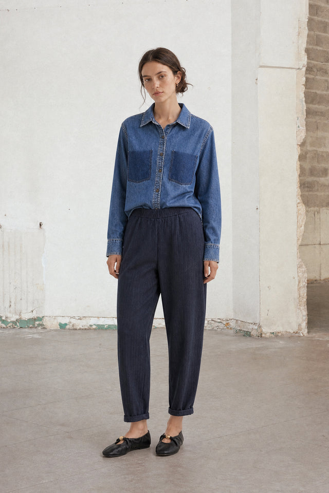 Viscose barel Pants | Blue