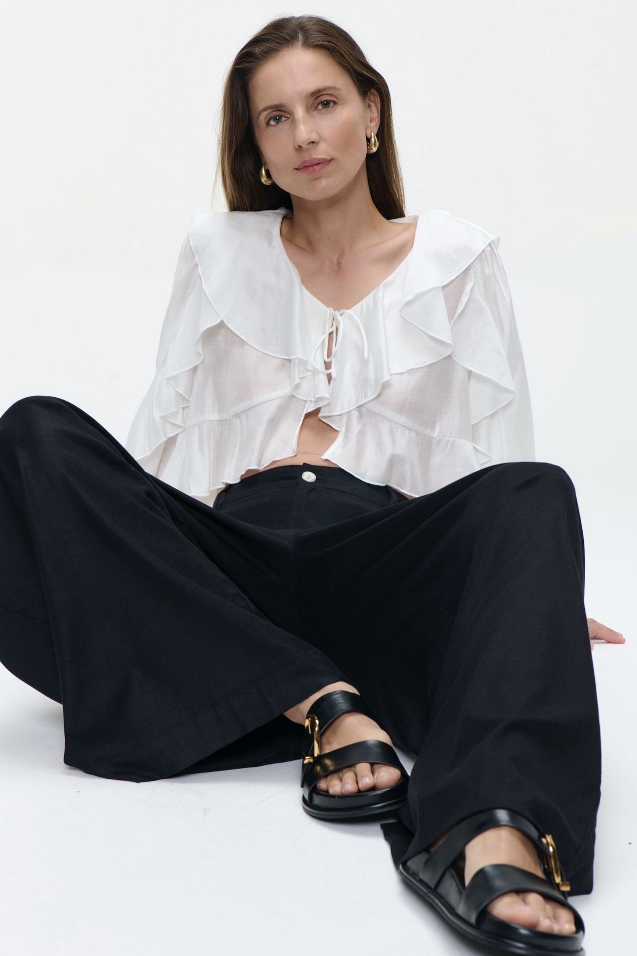 Saby ruffled viscose blouse | White