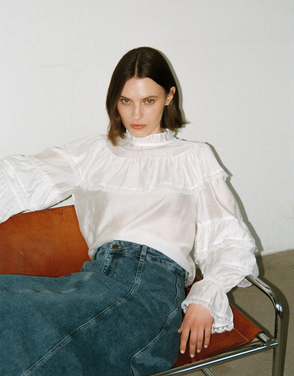 Mady viscose bohemian top | White