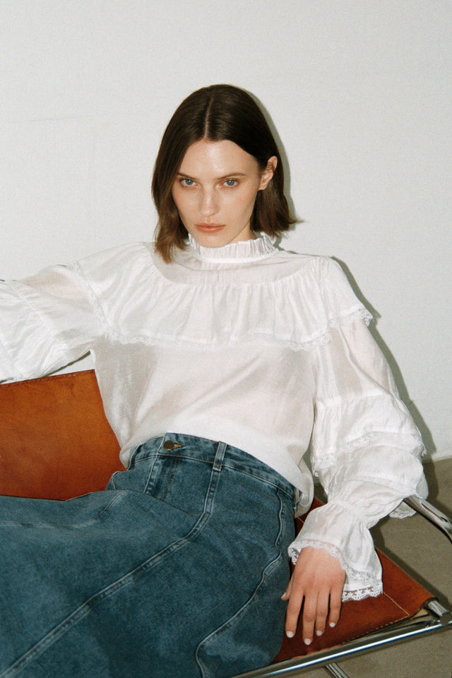 Mady viscose bohemian top | White