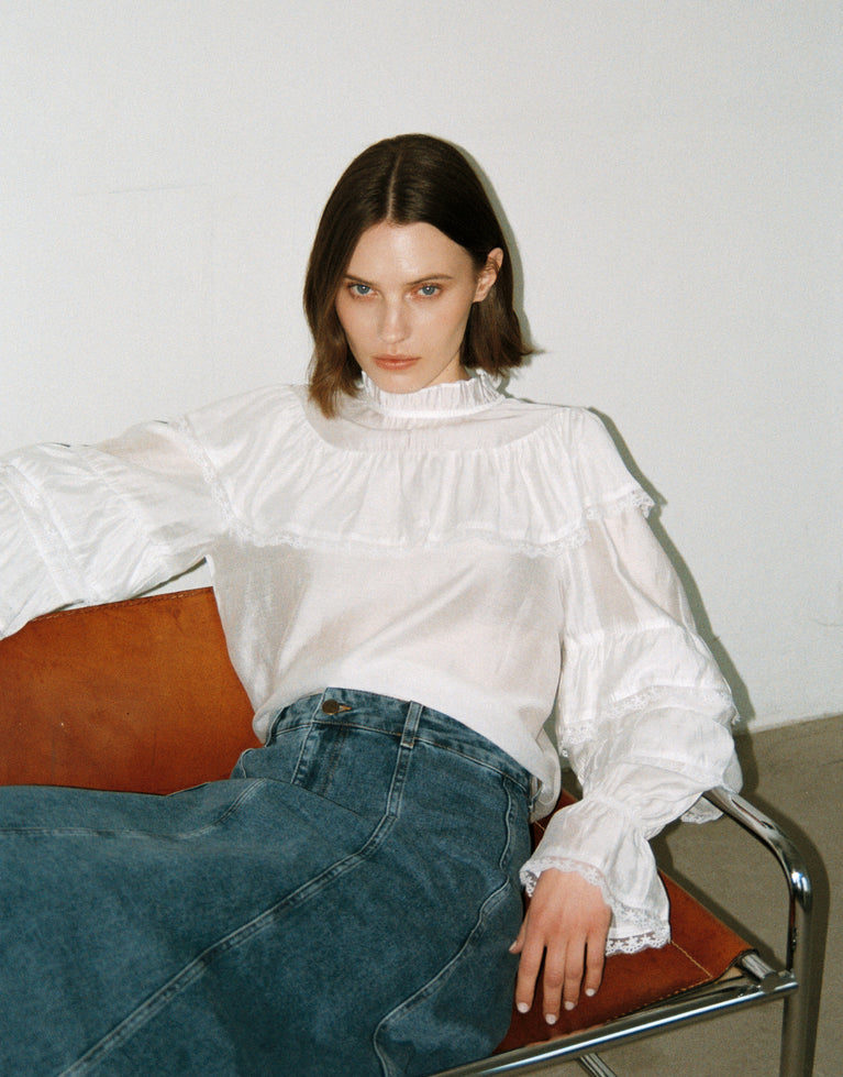 Mady viscose bohemian top | White