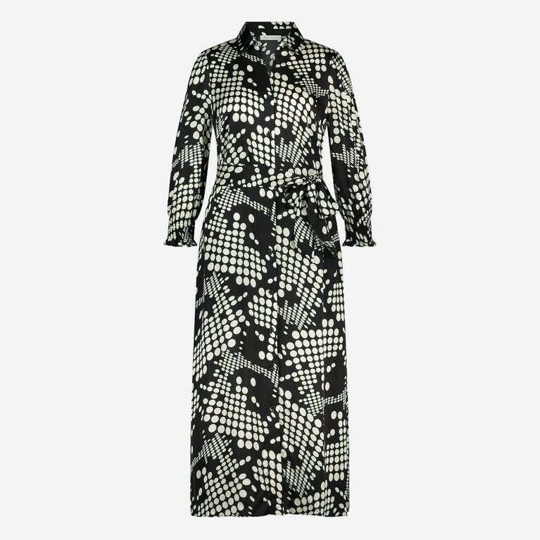 Julia print shine viscose dress | Black