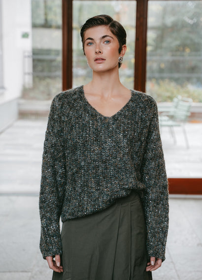 Shiny oversized pullover H20034 | Melange