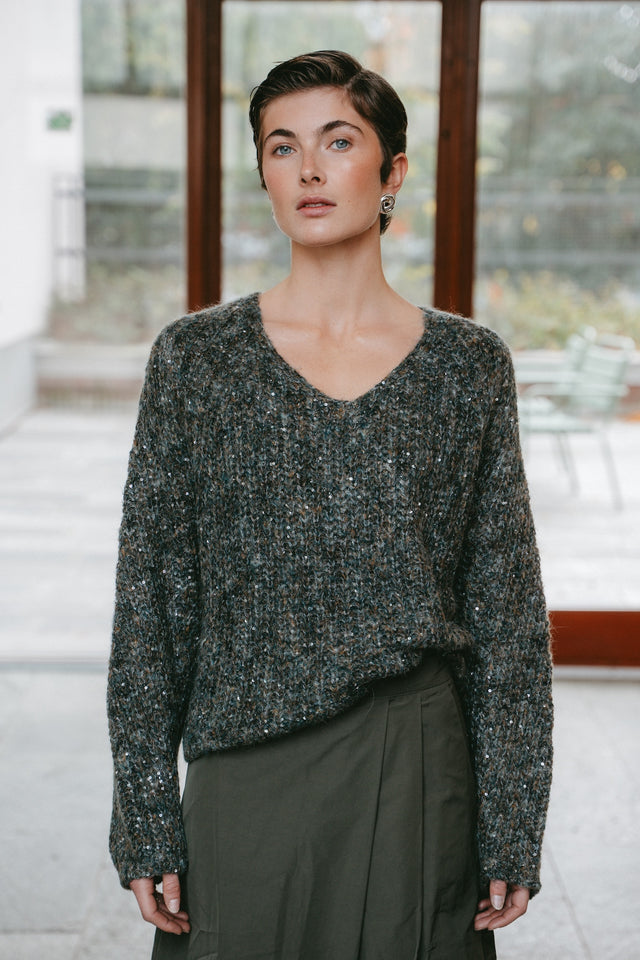 Shiny oversized pullover H20034 | Melange