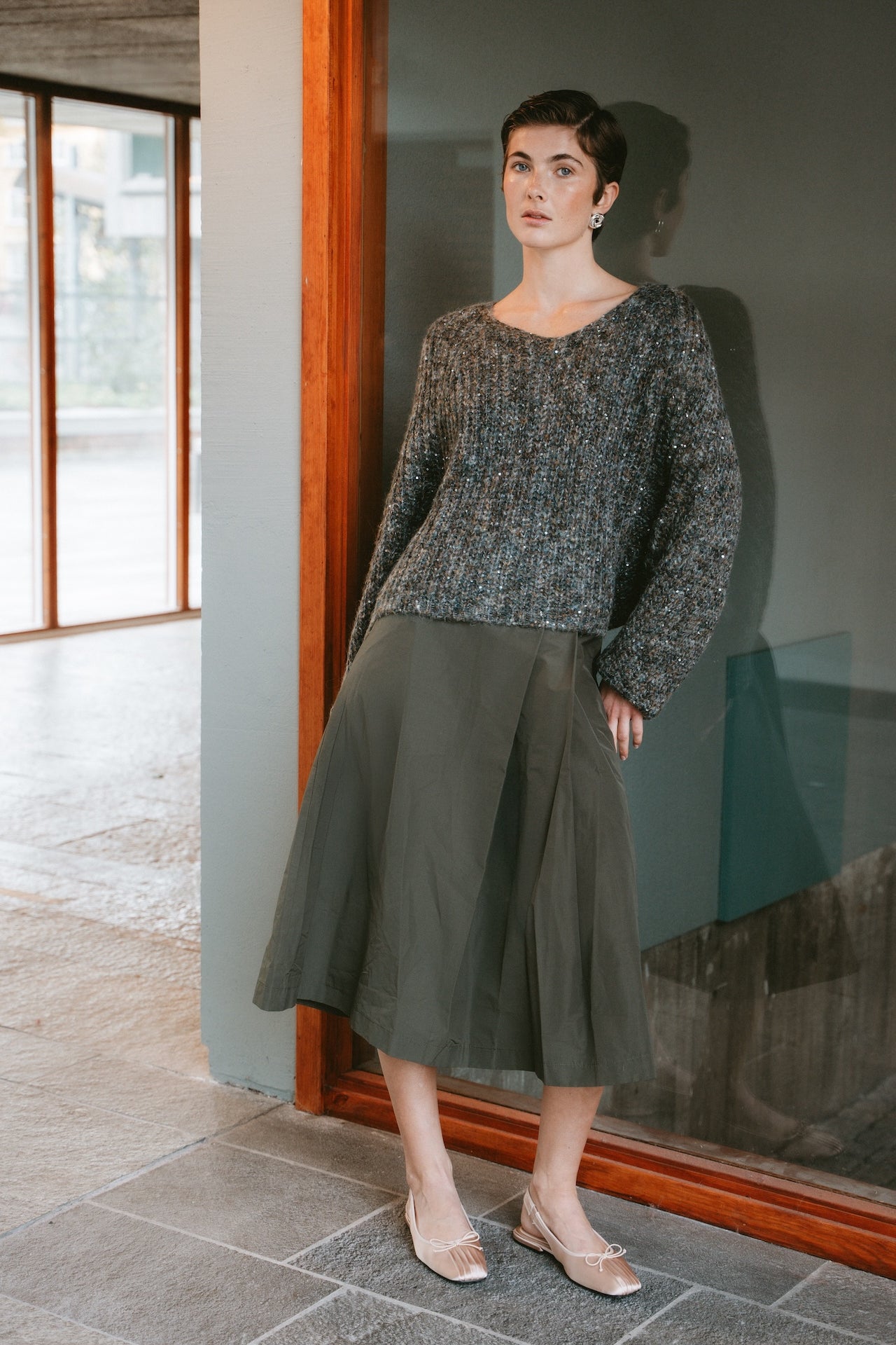 Shiny oversized pullover H20034 | Melange