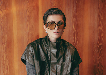 Paola eco leather blouse | Army