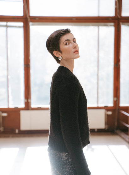 Bouclé-Jacke 25527 | Schwarz