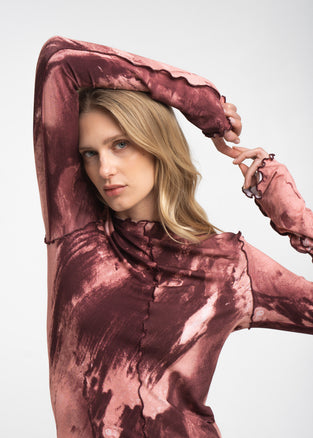 Janice allover print top | Allover Bordeaux