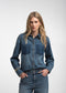 Western repair denim shirt | Flu Blue