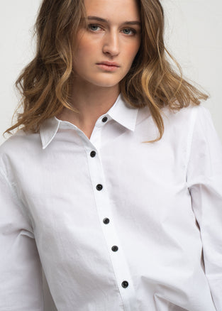 Lex Oxford poplin blouse | White