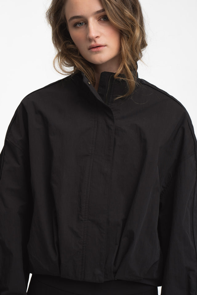 Awrora cotton pleated bomber jacket | Navy