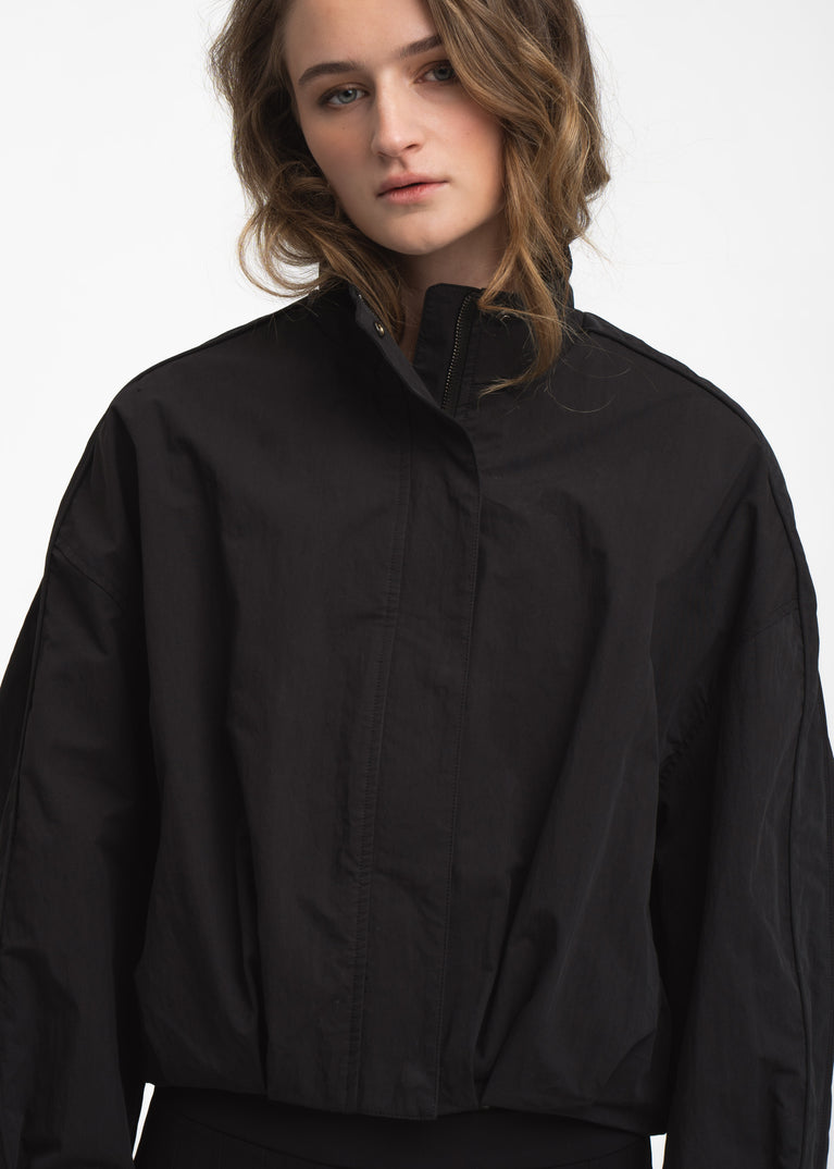 Awrora cotton pleated bomber jacket | Navy