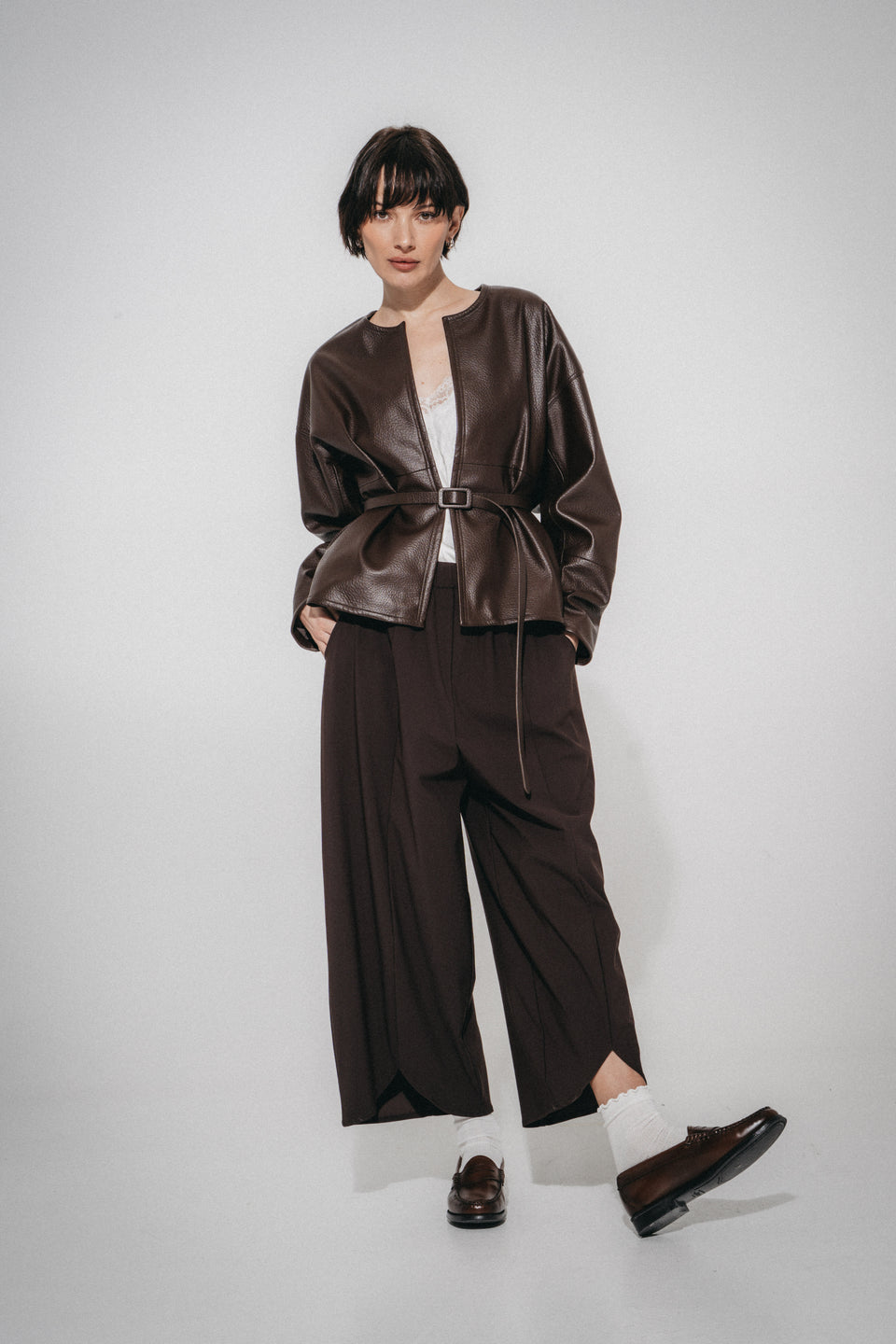 Rox eco leather jacket | Dark Brown