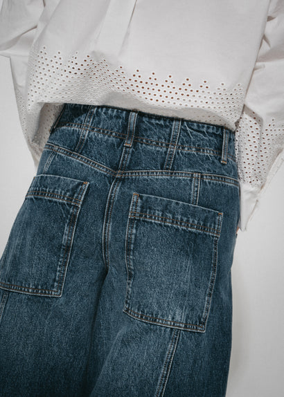 Sassy barrel-jeans i denim | Nattblå