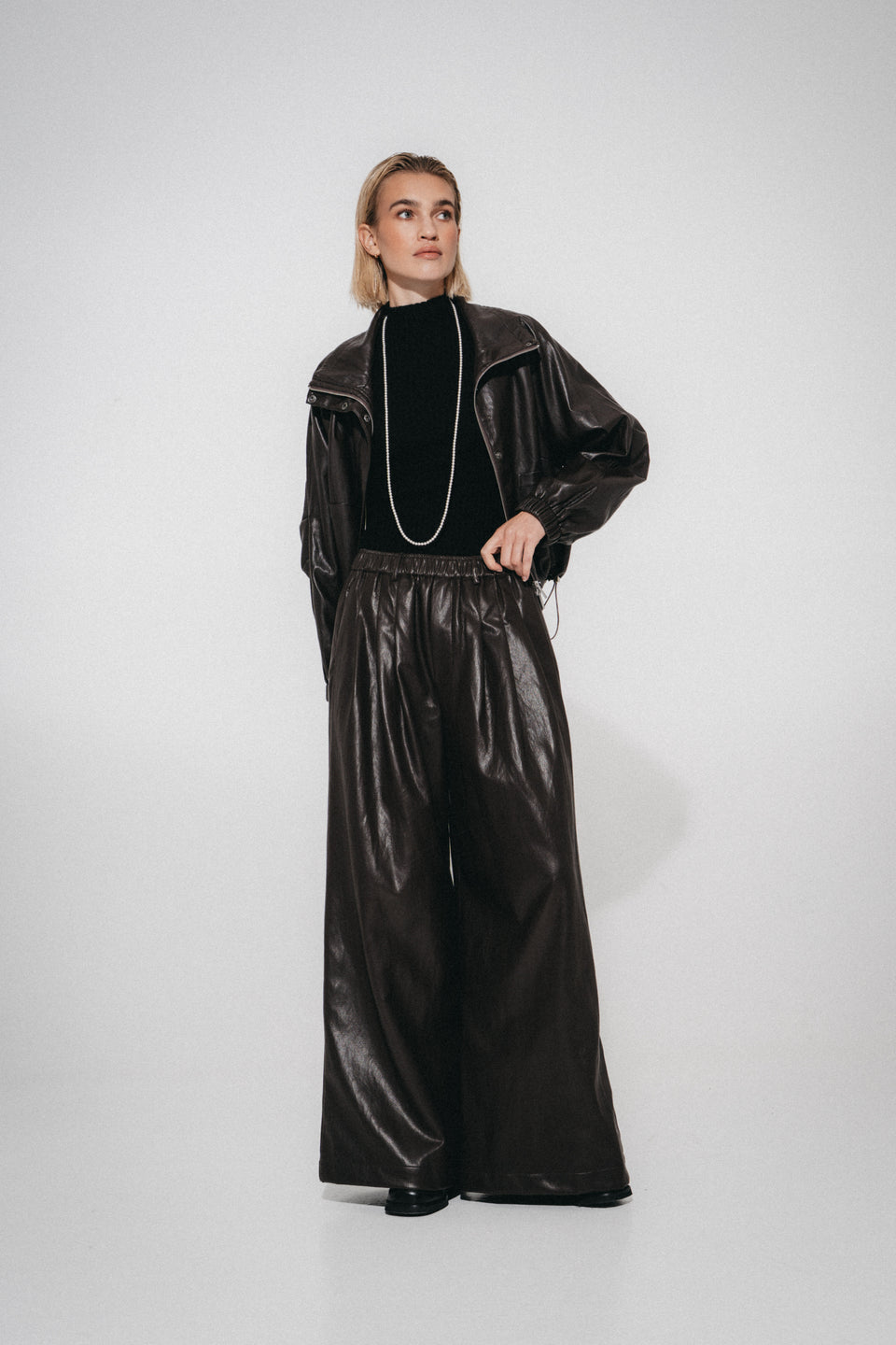 Nerina eco Leder Bomber Jacke | Dark Brown