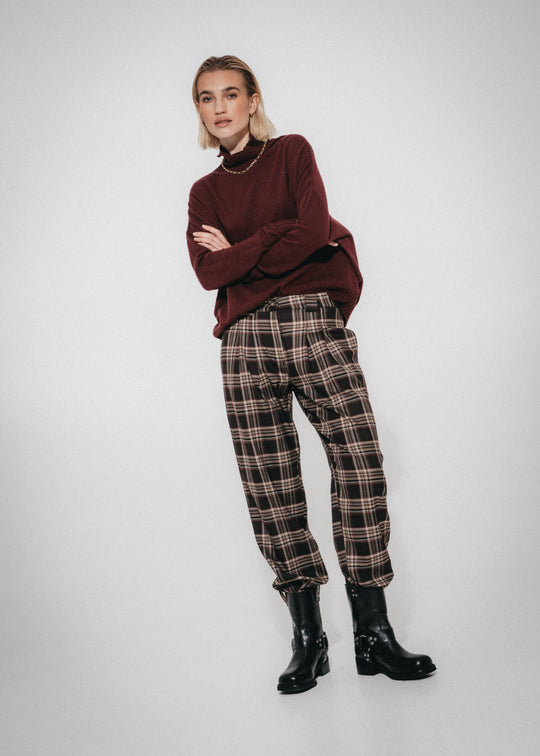 Nicola check viscose pants