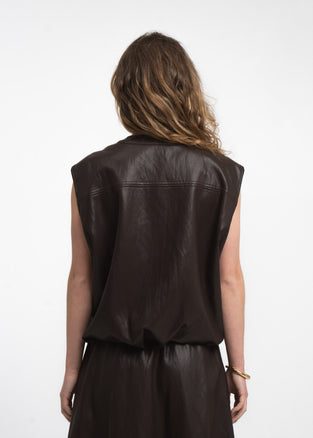 Clare eco leather vest | Dark Brown