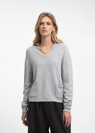 V-neck dyed viscose pullover NB2310 | Light Grey
