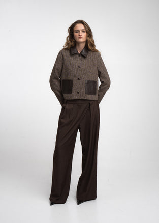 Isolde wool blend pocket blazer | Brown