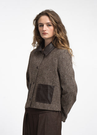 Isolde wool blend pocket blazer | Brown