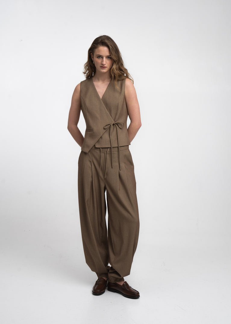 Elodie viscose blend barel broek | Brown