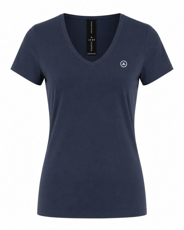 T shirt V Neck Easy Wear Organic Katoen | Blue